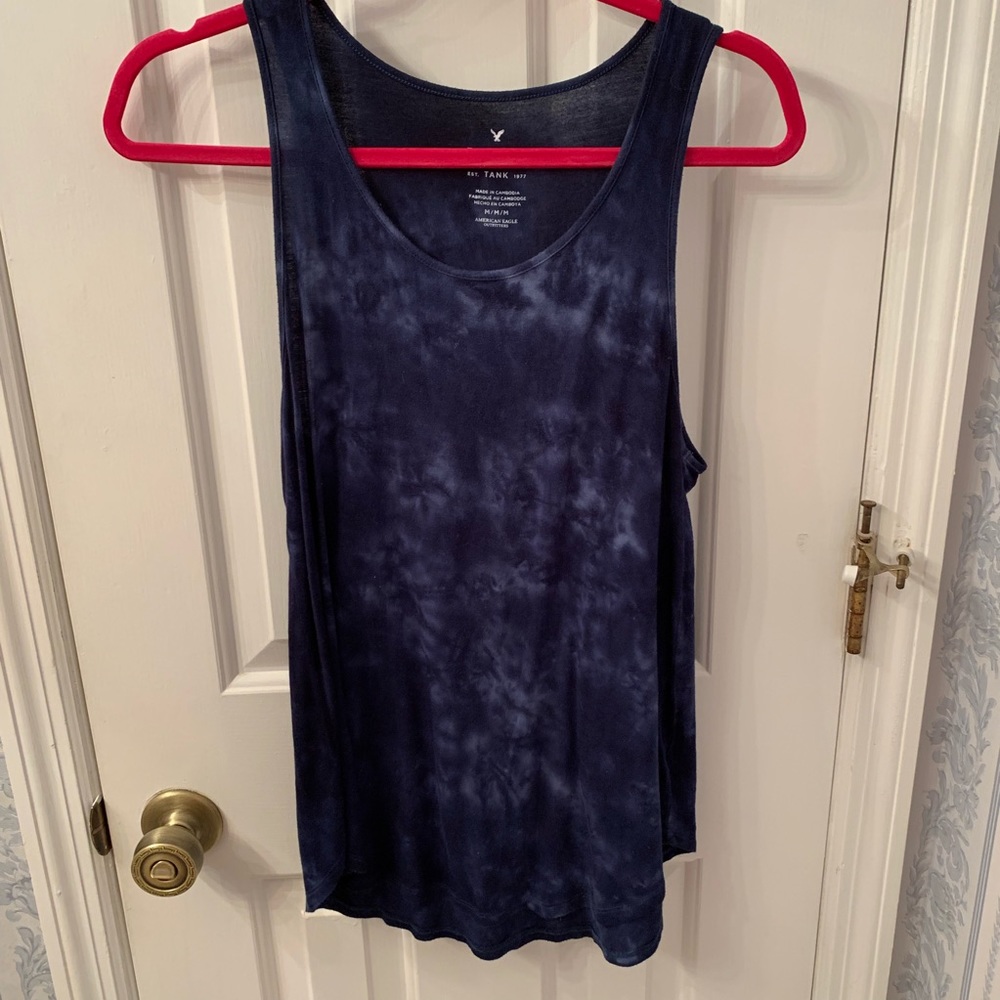 Blue tie dye tank top
